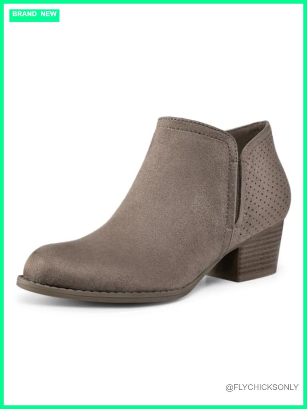 Women's Ankle Boots Low Chunky Stacked Heel Booties with Side Zip